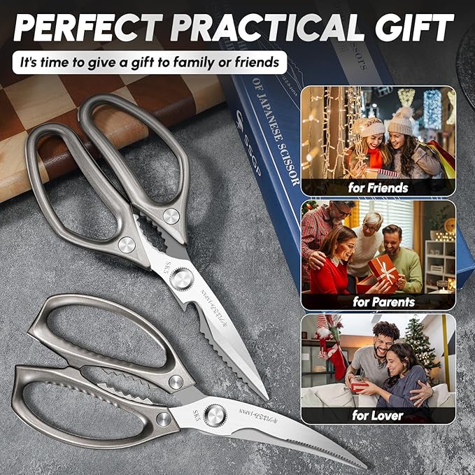 SSGP Kitchen Scissors Set, All Purpose Heavy Duty Poultry Shears, Ultra Sharp Japanese Meat Scissors, Dishwash Safe Stainless Steel Comfort Grip Handle Kitchen Shears for Food, Chicken Bones, Turkey