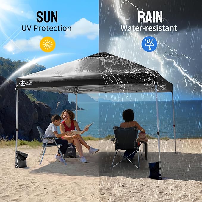 CROWN SHADES 12x12 Canopy Replacement Top - Only Compatible with Crown Shades RM144 Series, Silver Coated with Air Vent, Black (Top Only)