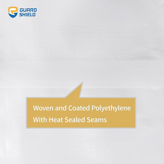 GUARD SHIELD Extreme Heavy Duty White Poly Tarp 12x16 Feet Cover Waterproof Tarps 20mil Thick UV and Tear Resistant Tarpaulin