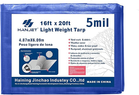 Waterproof Tarp Outdoor 16 x 20 Feet 5 Mil Reinforced Tarpaulins with Metal Grommets Blue…