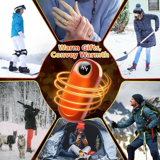 Hand Warmers Rechargeable 2 Pack, Dual Sided Electric Hand Warmer, 20Hrs Warmth, 8 Heating Mode, Portable Charging Pocket Heater for Men, Women, Raynauds, Camp, Hunting, Golf