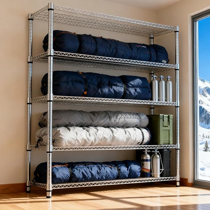 5 Tiers Shelf 3300 lbs Steel Storage Shelving Utility Shelving Unit Steel Organizer Wire Rack for Home,Kitchen,Office,Garage Chrome 17.7" D x 47.2" W x 70.3" H