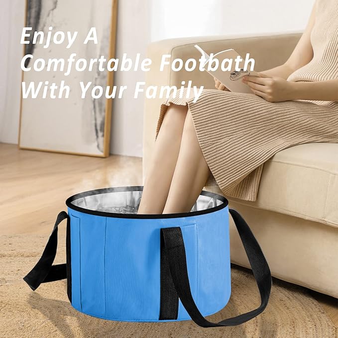 Foot Bath Basin 30L Collapsible Bucket, Portable Foot Soak Tub Feet Soaking Bucket for Outdoor Travel, Camping, Fishing(Blue)