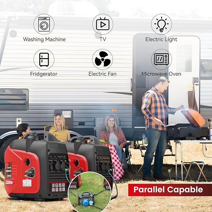 3200W Portable Generator Super Quiet Inverter Generator Ultra Lightweight for Home Backup Outdoor Camping, CO Sensor Protect, EPA, ECO Mode