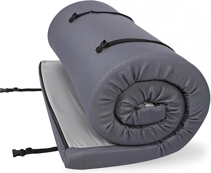 Foamma 4" x 38" x 80" Memory Foam Roll-Up Camping Mattress with Water Resistant Zipper Cover, Foldable and Portable for Camping, RV Bunk, Tent, Guest Bed, Outdoor and Dorm, CertiPUR-US Certified Foam