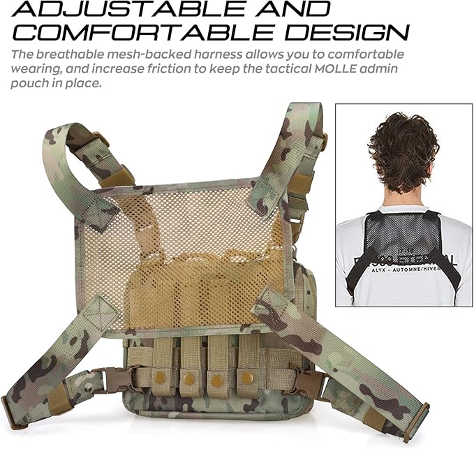 WYNEX Tactical Large Admin Pouch of Double Layer Design, Molle EDC EMT Utility Pouch with Map Sleeve Modular Tool Pouch Large Capacity Flag Patch Included