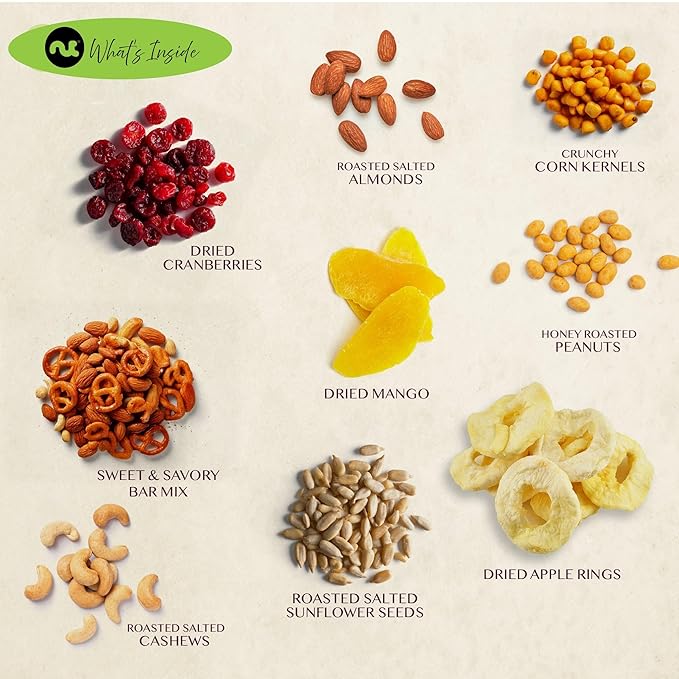 NUT CRAVINGS - Diwali Sweets Hamper Dried Fruit & Mixed Nuts Basket in Green Box (9 Assortments of 4 oz, 2.25 lb) Food Arrangement, Healthy Snack Care Package, Food Assortments