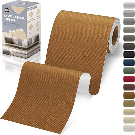 OAZ 4 x 79 inch Canvas Repair Patches Canvas Fabric Patch Self-Adhesive Canvas Repair Tape Waterproof Outdoor Gear Repair Patch Kit for Boat Cover Awning Sofa Chair Couch Tent Bag (Brown)