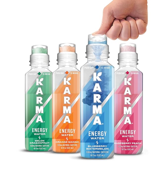 Karma Energy Drink – 12 Pack, Melon Dragonfruit Caffeinated Water with Cognizin® Nootropics, Vitamins & Immune Support, Low Calorie
