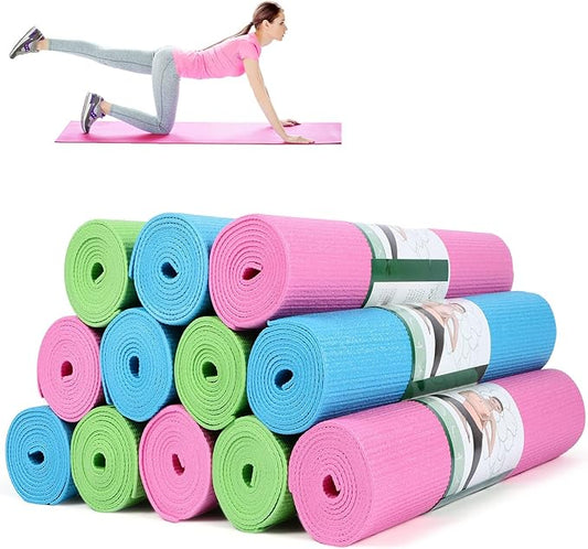 Amylove 12 Pieces Yoga Mats Bulk 68x24x0.12 Inch Exercise Non Slip Fitness Workout Mats for Women Men Home Workout Gym Yoga