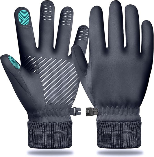 Winter Waterproof Gloves for Women: Water Proof Touch Screen Gloves for Men Running Hiking, Cold Weather Touchscreen Gloves for Phone Texting, Warm Snow Water Resistant Thermal Gloves Black