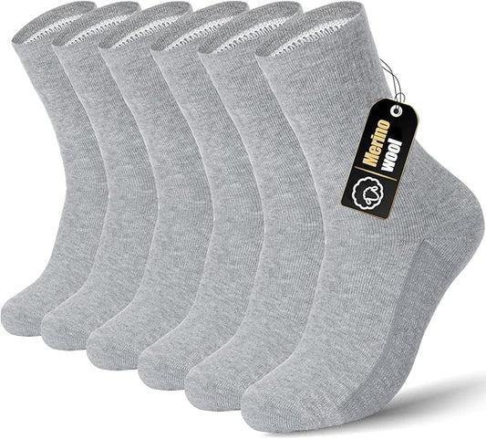 3 Pairs Men's Merino Wool Socks - Thermal Winter and Hiking Socks with Cushioned Support for Everyday Comfort