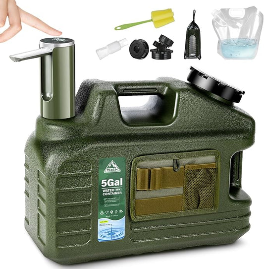 5 Gallon Water Jug, Camping Water Container with Pump, BPA Free Portable Water Dispenser with Spigot, Leak-Proof Large Camping Water Jug for Emergency Storage, Outdoor, Hiking, Road Trips