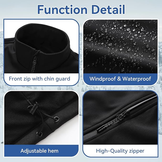 Soft Shell Heated Vest for Men with Battery, 9 Heating Zone Lightweight Insulated heating Vest for Winter Outdoor