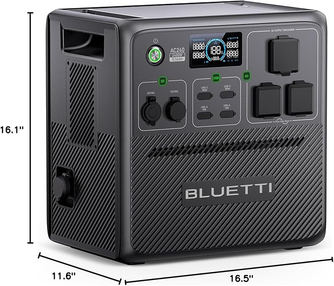 BLUETTI Pioneer 150 (AC240) Portable Power Station, 1536Wh Expandable to 10136Wh, 2400W LFP Battery, IP65 Water Resistant Solar Generator, 0-80% in 45 Min, Emergency Power for Camping, Home, RV Life
