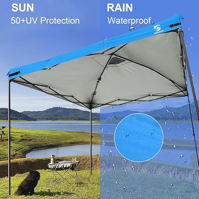 10x10 Pop Up Canopy Replacement Top Cover with Air Vent for Straight Leg Canopy Tent, Waterproof for Outdoor Garden Patio Camping Sun Shade(Top Only) (Light Blue, 1)