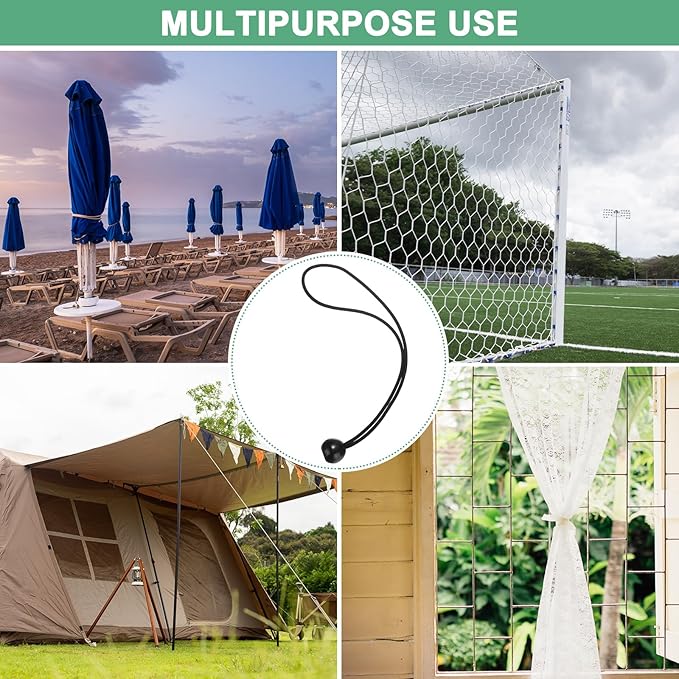 50-Pack Ball Bungee Cords, 12 Inch High Elastic Canopy Tarp Tie Down Bungee Balls for Camping/Tent/Cargo Holding Wire Hoses/Patio Umbrellas/Shelter [Black]