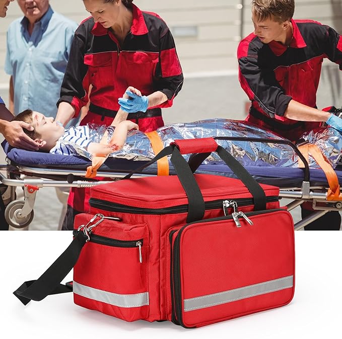 Medical Empty Bag First Aid Bag Emergency Responder Trauma Bag Empty, Professional First Aid Kits Storage Medical Bag with Inner Dividers and No-Scratch Bottom,Trauma Bag for Home Health Nurse Bag