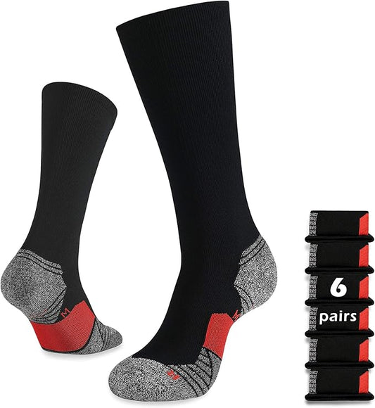 WANDER 3-6 Pairs Men's Athletic Run Cushion Over-the-Calf Tube Socks