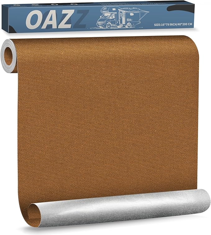 OAZ 16 x 79 inch Canvas Repair Patches Canvas Fabric Patch Self-Adhesive Canvas Repair Tape Waterproof Outdoor Gear Repair Patch Kit for Boat Cover Awning Sofa Chair Couch Tent Bag (Brown)