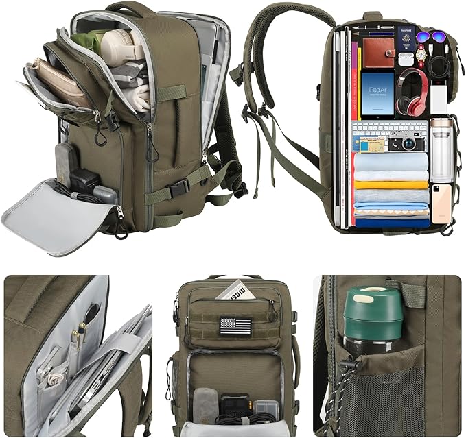 25L Tactical Bag Backpack for Men, Heavy Duty Military Backpack Molle Army Large Rucasack, Laptop Backpack Travel (Green)
