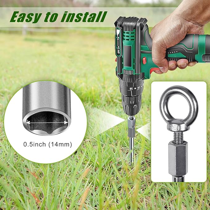 30'' Ground Anchors Screw in Heavy Duty 12mm Solid Steel, 3" Spiral Blade with Smooth Edges, Fully Welded Design for Mobile Home, Shed, Trampoline, Swing Set, Carport, Earth, Tent, 6Pack