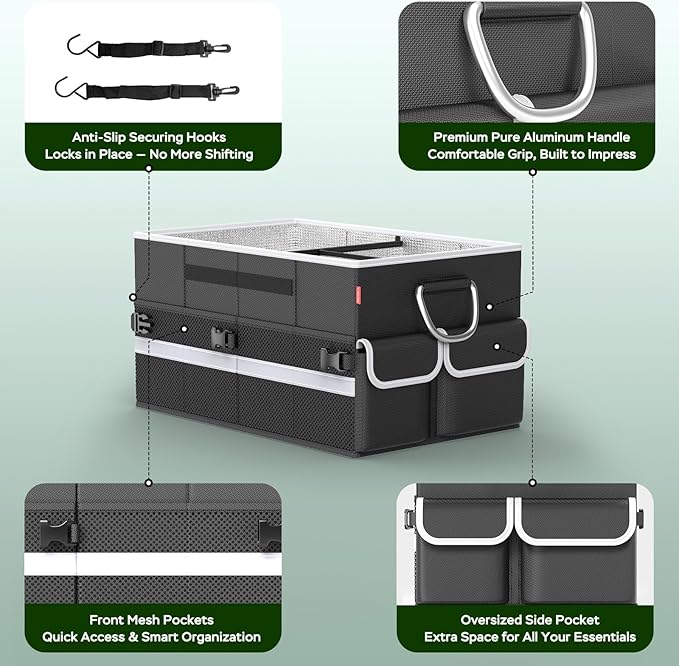 Cooler Bag – Soft Travel Cooler Holds 45 Cans, Stays Cold for 8H & Warm for 6H – Portable Car Trunk Organizer for Camping, Beach, Picnic