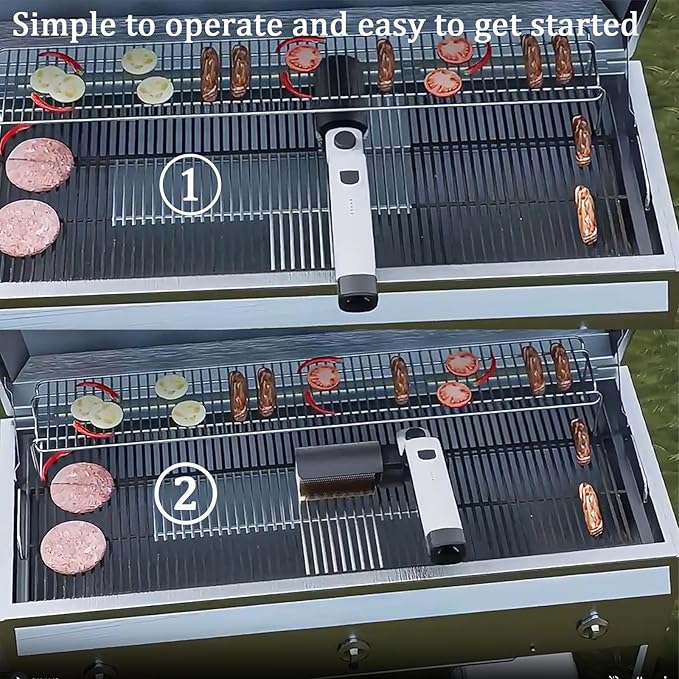 New Electric BBQ Grill Brush,Rechargeable BBQ Cleaning Brush,Carries Two Replacement Cleaning Brushes,Grill Accessories Black