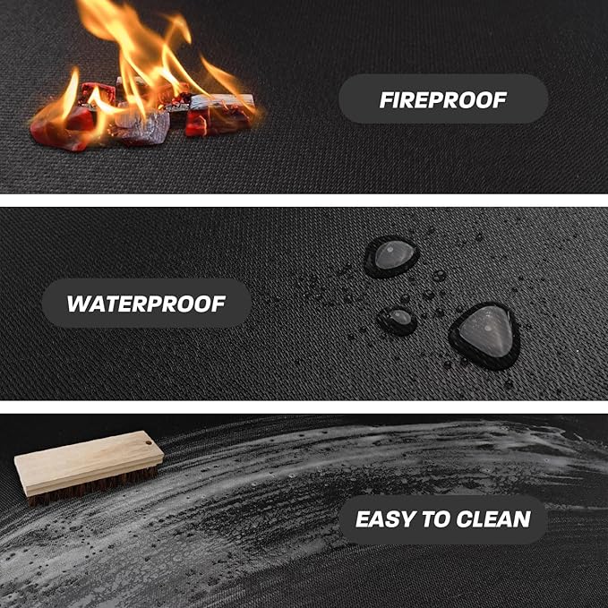 48" Fire Pit Mat for Solo Stove Yukon, Round Fireproof Under Grill Mats for Outdoor Grill, Portable Camping Stove Mat for Solo Stove Accessories