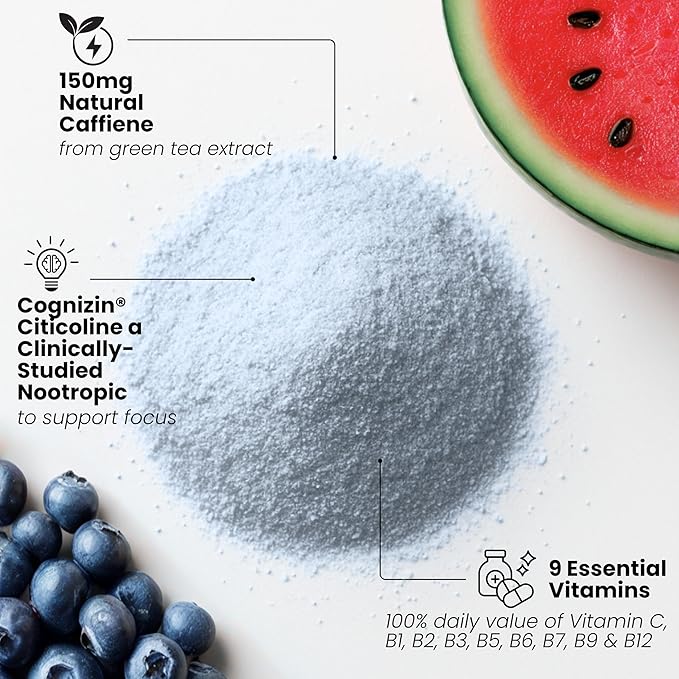 Karma Energy Drink – 12 Pack, Blueberry Watermelon Caffeinated Water with Cognizin® Nootropics, Vitamins & Immune Support, Low Calorie