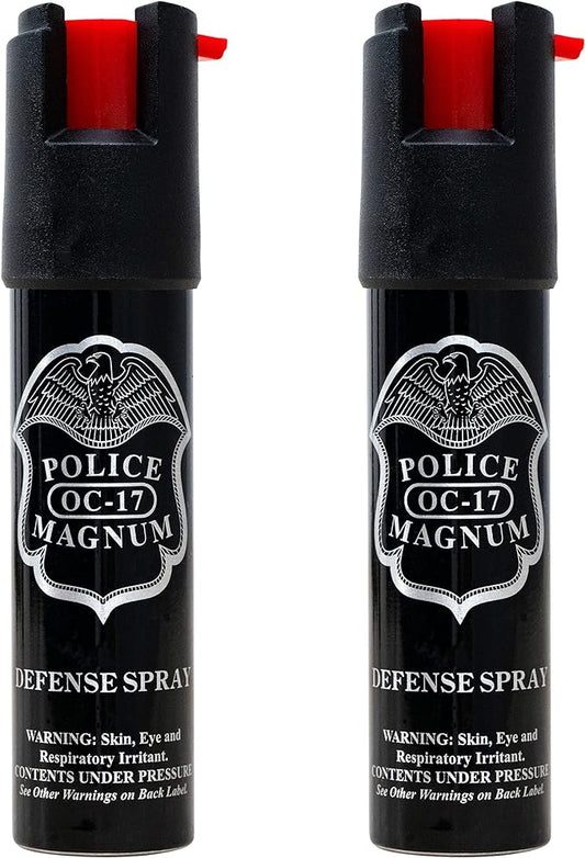 Police Magnum Compact Pepper Spray Self Defense- Tactical Maximum Heat Strength OC- Small Discreet Carry Canister- Made in The USA