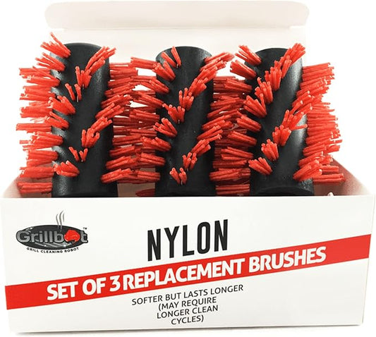 Grillbot Replacement Nylon Brushes for Grillbot Automatic Grill Cleaning Robot – Set of 3 Nylon Grill Brushes for All Grill Types, Non-Scratch & Long-Lasting