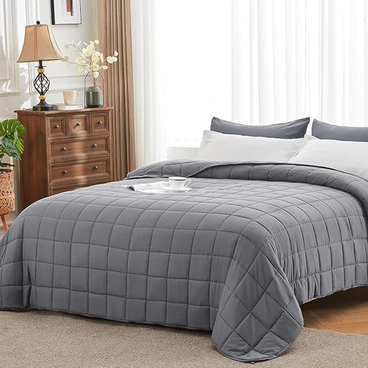 Weighted Blanket for Adults (25lbs, 88"x104" Cal King) - Cooling Heavy Blanket for 220-280lbs with Premium Glass Beads - Soft Thick Big Blankets for All-Season Sleeping Comfort Breathable- Grey