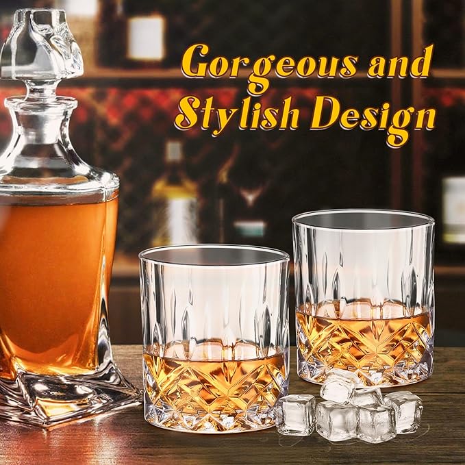 24 Pcs Old Fashioned Whiskey Glasses Bulk 10 Oz Bourbon Glass Cocktail Rocks Glasses for Whiskey Bourbon Vodka Liquor and Cocktail Drinks Gift for Father