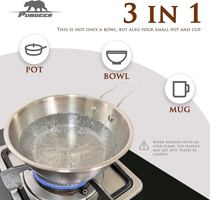 Camping Bowls 31oz (4 pack) - Nesting Stainless Steel bowl with Handles | Outdoor Sierra Cup | Ideal for RV Travel, Camping, and Backpacking | Makgeolli Bowls | Soup Bowls