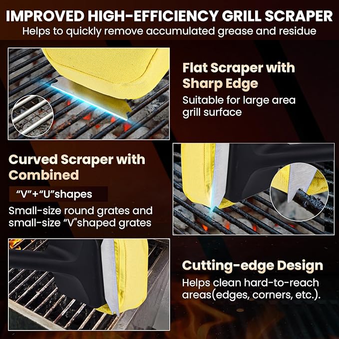 Steam Grill Scruber Brush for Outdoor Sponge Grill-Steam Grill Cheaning Scraper BBQ Brush-BBQ Accessory Grill Heavy Duty Brush for Grill Cleaning Scraper + Bristle Free Grill Brushs for Any Grill