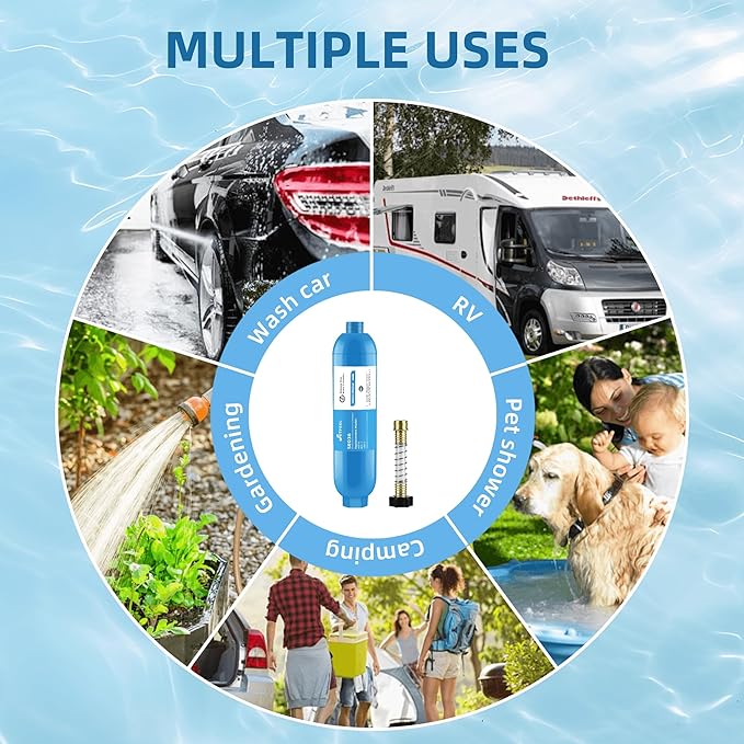 RV Inline Hose Water Filter, NSF Certified Camper Water Filter with Flexible Hose Protectors For RV Garden, Camping Essentials For Reduces Chlorine, Bad Taste, Odor In Drinking Water, 3 Pack SETFEEL