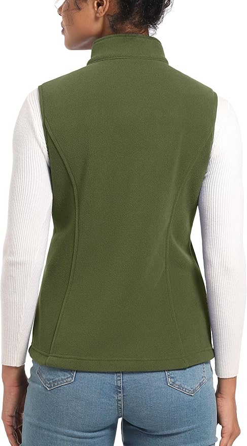 TACVASEN Women's Fleece Vest Lightweight Warm Vests Outerwear Sleeveless Zip Jacket Fall Winter Soft Vest with Pockets