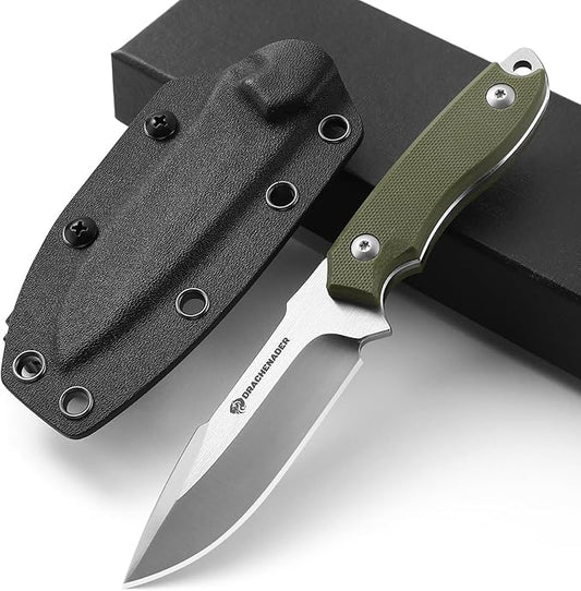 Small Fixed Blade Knife 7 inch Tactical Knife EDC D2 Steel with Kydex Sheath, G10 Handle, Clip Lock and Gift Box, Versatile for Horizontal and Vertical Carry