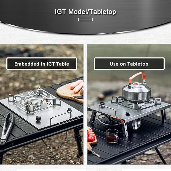IGT Camping Stove, Desktop & Embed Folding Gas Stove, Portable Gas Stove with Carrying Handle, Outdoor Camping Cooking Stove