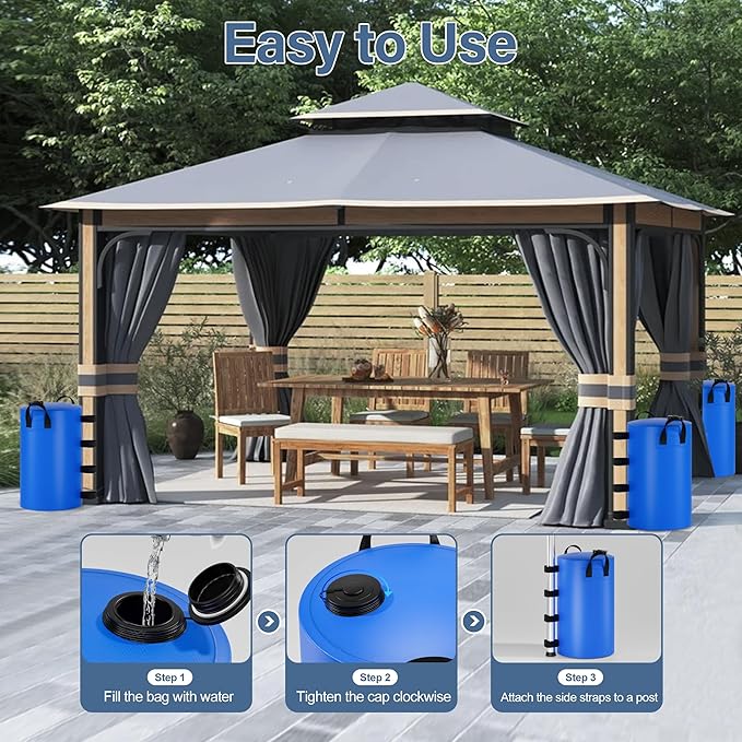 Canopy Water Weights Bag, 220 lb Canopy 4 Leg Weights Bag, Portable 25L Water Bag Windproof Fixed Water Tent Weights, for Outdoor Pop Up Tent, Canopies, Gazebo, Shelter, 4 Pack (25L Blue)