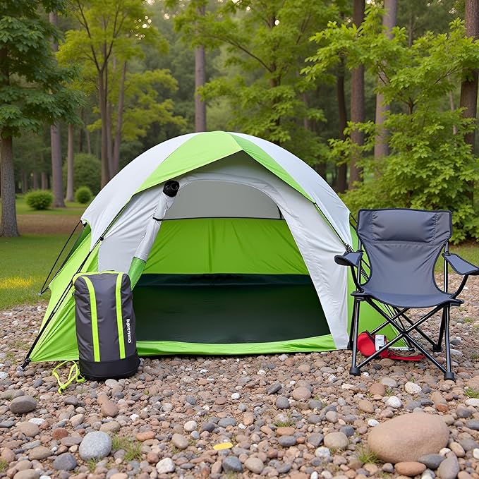4 Person Dome Camping Tent, Double Layer Waterproof, Removable Rain Fly, for Outdoor Hiking, Fishing