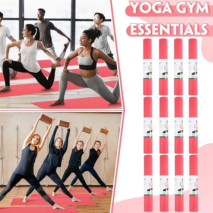 Amylove 12 Pieces Yoga Mats Bulk 68x24x0.12 Inch Exercise Non Slip Fitness Workout Mats for Women Men Home Workout Gym Yoga