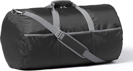 Amazon Essentials 32.4" Extra Large Foldable Nylon Duffel Bag for Travel/Storage with Zippered Pockets, 9254 Cubic Inch (150L), 50-LBS Capacity, Black (Previously Amazon Basics)