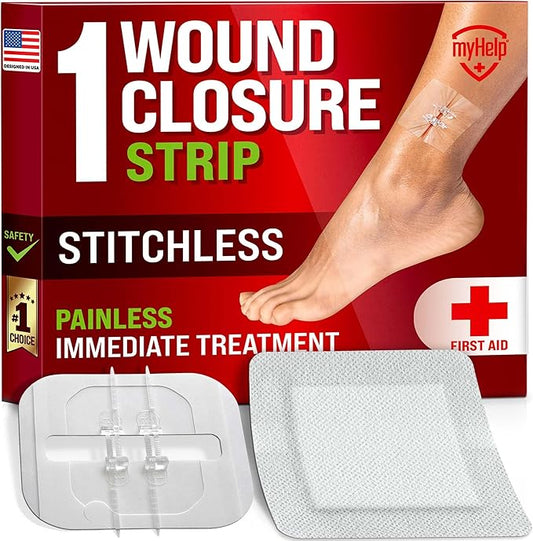 Emergency Wound Closure Strip - Laceration Closure Kit - Stitchless & Easy to Use - Butterfly Bandage