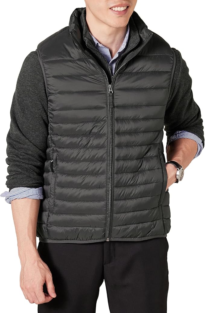 Amazon Essentials Mens Lightweight Water-Resistant Packable Puffer Vest