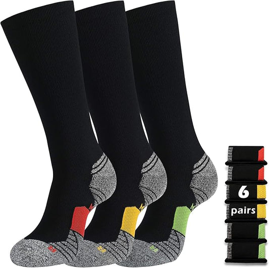 WANDER 3-6 Pairs Men's Athletic Run Cushion Over-the-Calf Tube Socks
