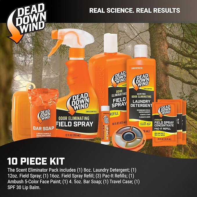 DEAD DOWN WIND Trophy Hunter Scent Eliminator, 10 Piece Kit