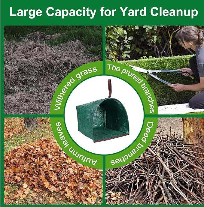 2PCS Reusable Yard Waste Bag - Collapsible Lawn Bags for Leaves, Lawn Trash, Camping, Parties & Laundry, Standable Garden Debris Bag with Gloves