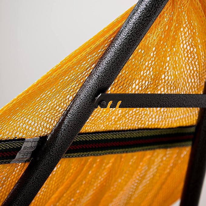 Best Home Fashion Hammock for 2 Persons with Collapsible Steel Stand 600 lbs Capacity- Portable Carrying Case, Adjustable, Perfect for Camping Beach Patio, EZ Daze Foldable Hammock with Stand- Yellow